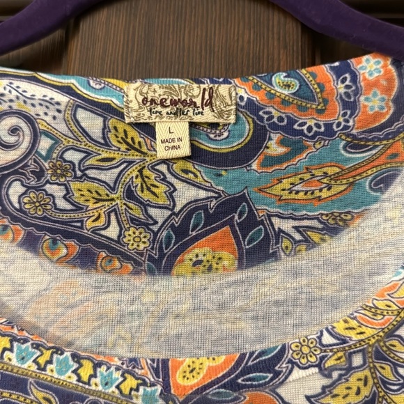 ONE WORLD Orange Graphic Short Sleeve Tee - Picture 7 of 9